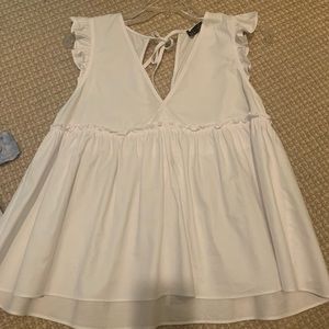 ZARA white V neck blouse